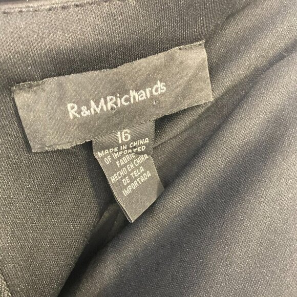 R&M Richards Chiffon Evening Dress Gown Sz‎ 16 Empire Waist Black Formal Wedding - Picture 5 of 16